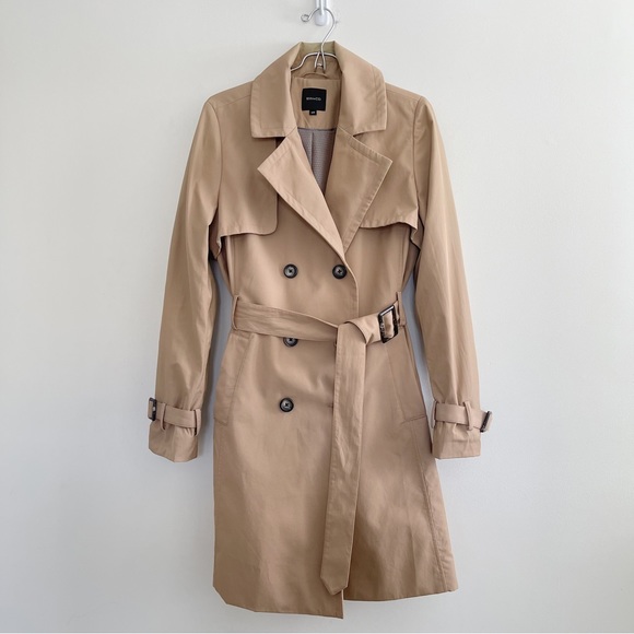 Double Breasted Belted Trench Coat Jacket Neutral Caramel Tan Spring - Picture 7 of 17